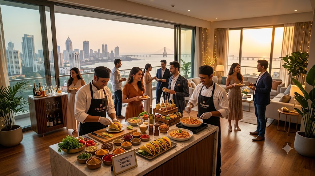 Professional chefs setting up home catering services in a Mumbai kitchen.