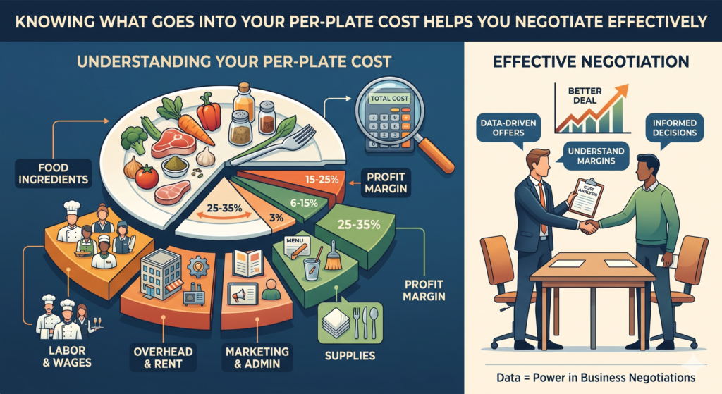 A professional private party catering spread showing budget allocation factors.