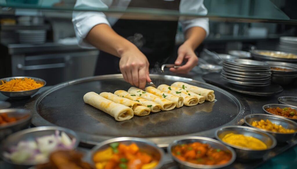Live frankie station for corporate meal catering events
